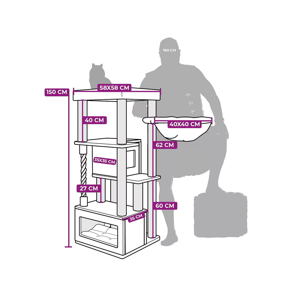 Luxury All-Breed Cat Tower dimensions